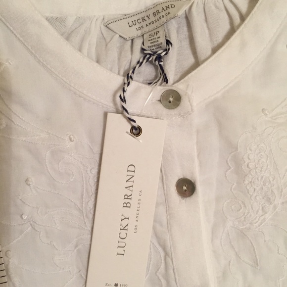 Lucky Brand White 100% Cotton Blouse, Size Small - Picture 7 of 8